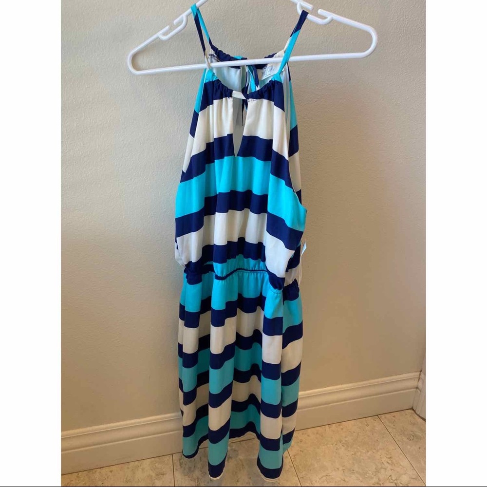 Peach Love Halter Blue Dress